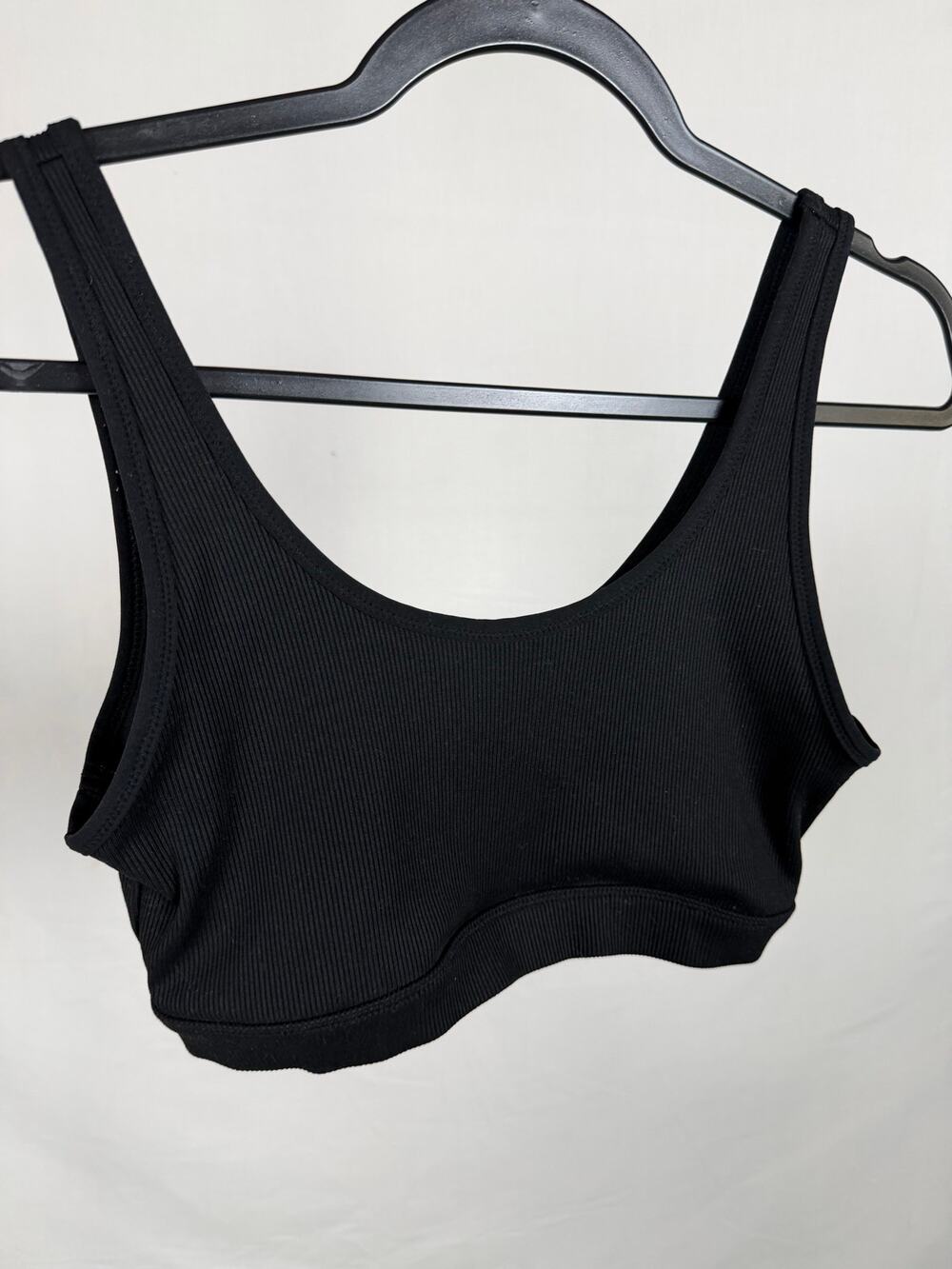 Solid & Striped Black Ribbed Activewear Crop Top Sports Bra Size S / SP